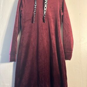DKNY Women's Burgundy Hooded Jacket